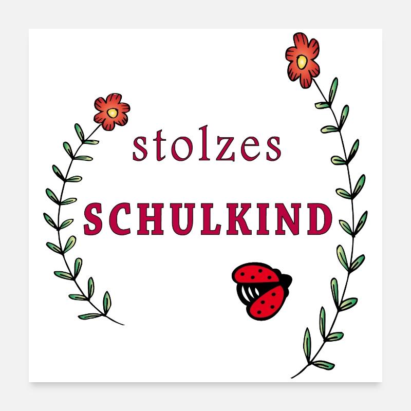 stolzes Schulkind Einschulung - Poster 60x60 cm - Weiß