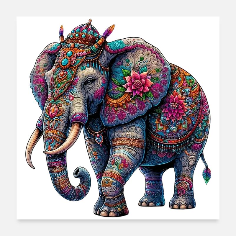 Éléphant Poster 60 x 60 cm