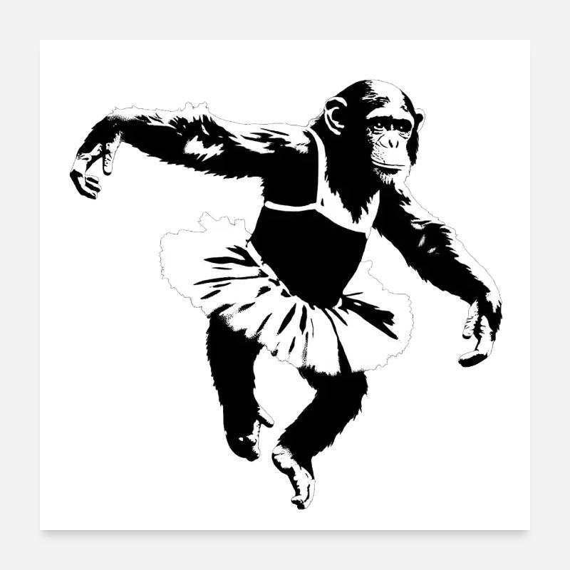 Tanzender Schimpanse Poster 60x60 cm