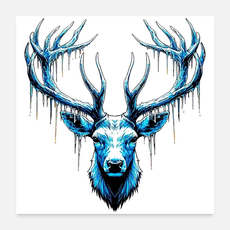 Cerf des glaces Poster 60 x 60 cm