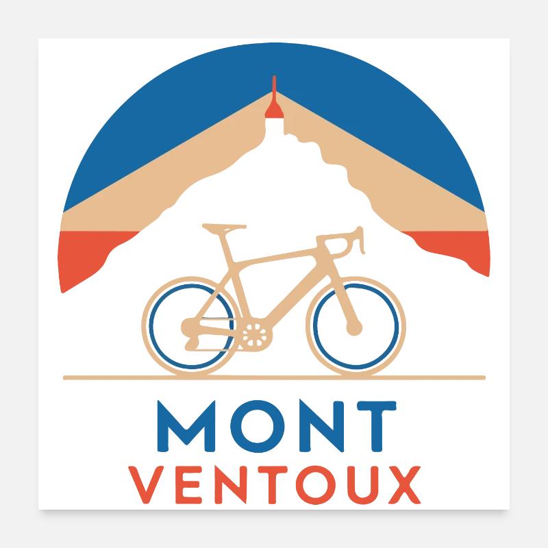 Le Mont Ventoux à vélo - Poster 60 x 60 cm - blanc