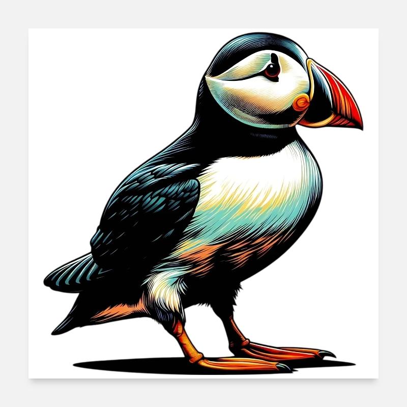 Macareux - Poster 60 x 60 cm - blanc