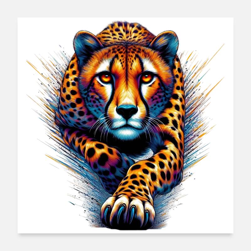 Guépard - Poster 60 x 60 cm - blanc