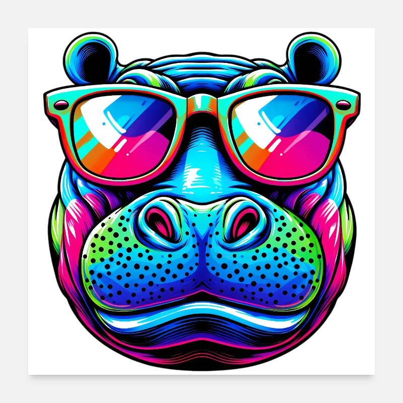 Hippopotame Poster 60 x 60 cm
