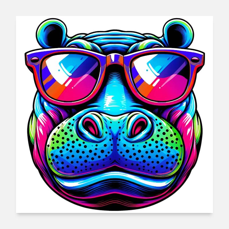 Hippopotame Poster 60 x 60 cm