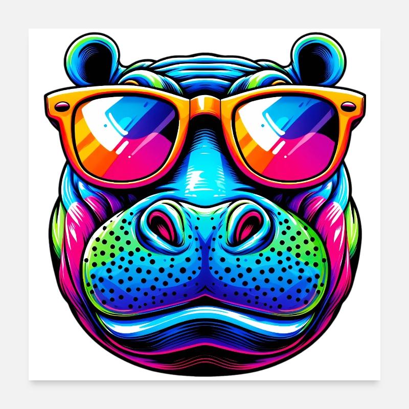 Hippopotame Poster 60 x 60 cm