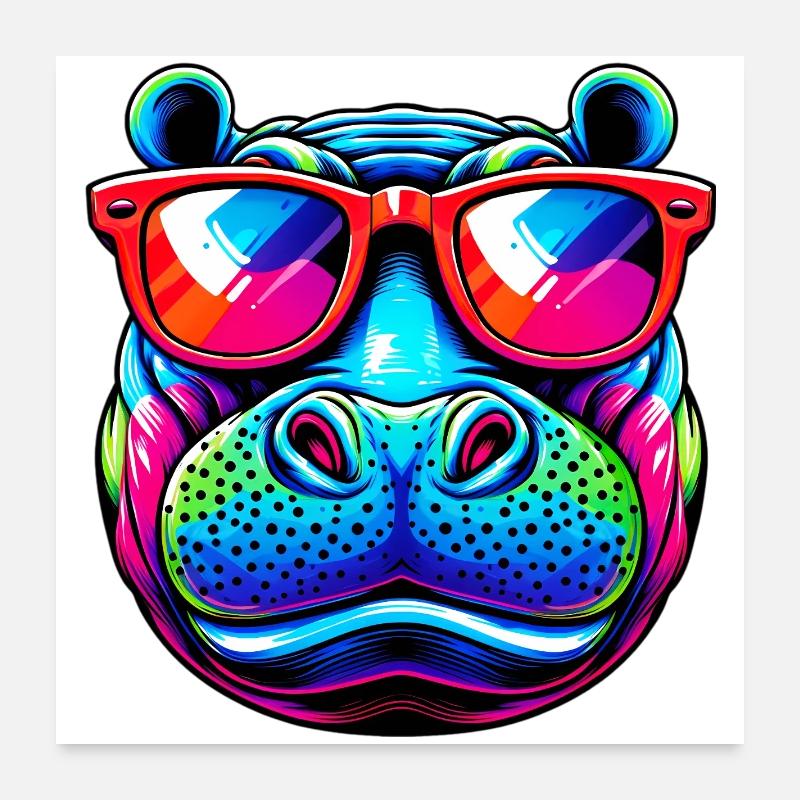 Nilpferd Poster 60x60 cm