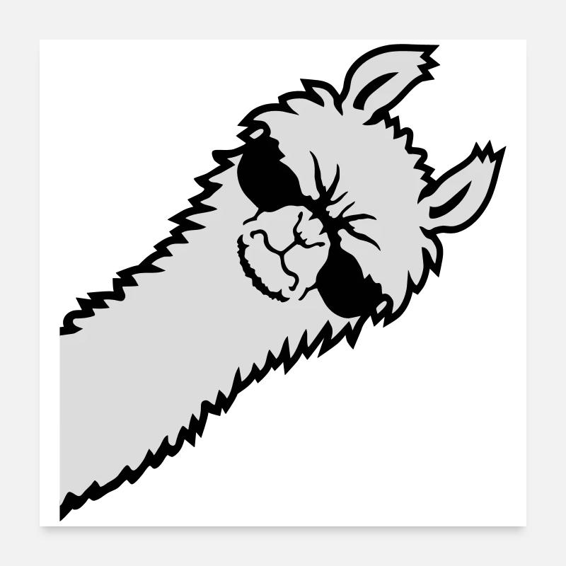 Llama Angry Looking Side Sunglasses Cool Sour Poster 24" x 24" (60x60 cm)