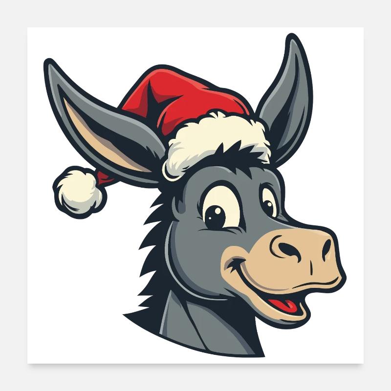 Âne de Noël Poster 60 x 60 cm