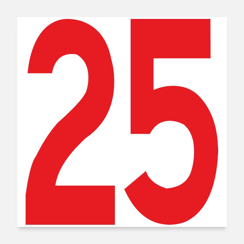 Rouge 25 en typographie claire Poster 60 x 60 cm