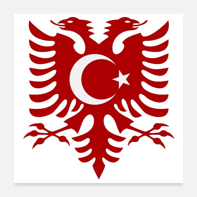 Albania Turkey Flag Poster 24" x 24" (60x60 cm)