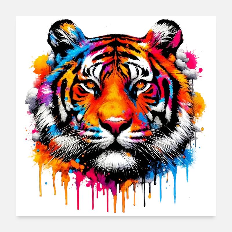 Tiger - Poster 60x60 cm - Weiß
