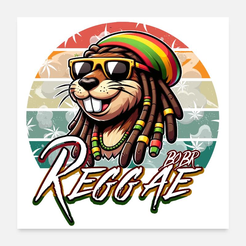Bober Reggae - Rasta Bobr Marly - Poster 24" x 24" (60x60 cm) - white