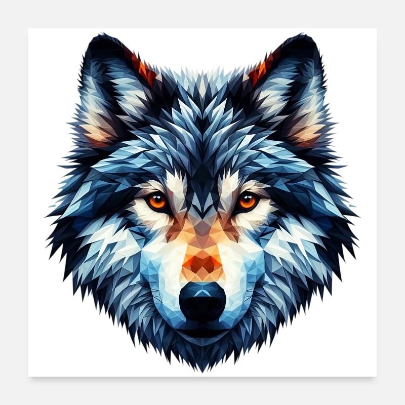 Loup polygonal Poster 60 x 60 cm