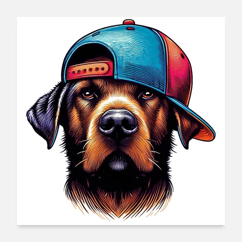 Hund - Poster 60x60 cm - Weiß