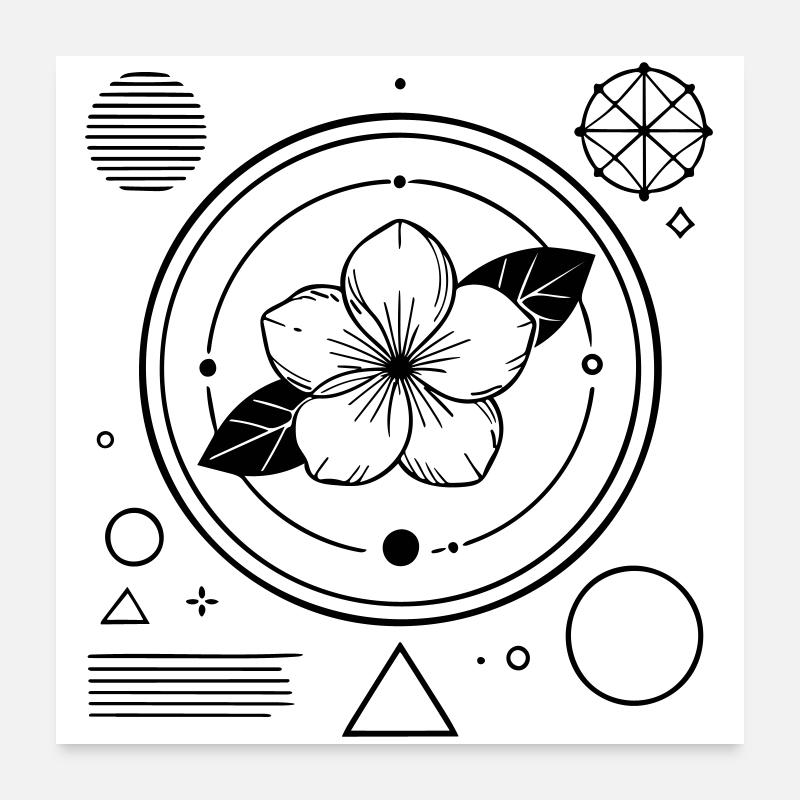 Géométrie florale – Art moderne pour la méditation Poster 60 x 60 cm
