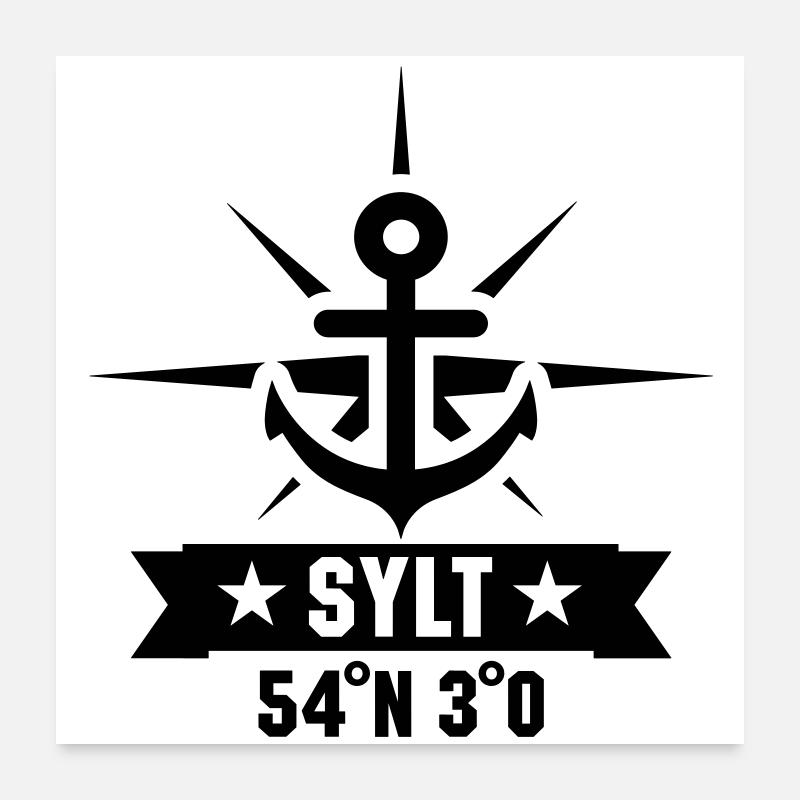 Sylt 54 degrés nord 8 degrés est Poster 60 x 60 cm