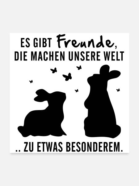 Freunde Hasen Leben - Poster 60x60 cm - Weiß - Vorne
