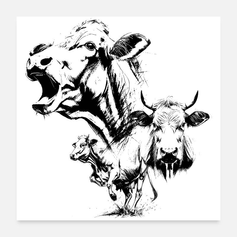 Die drei Kühe Poster 60x60 cm