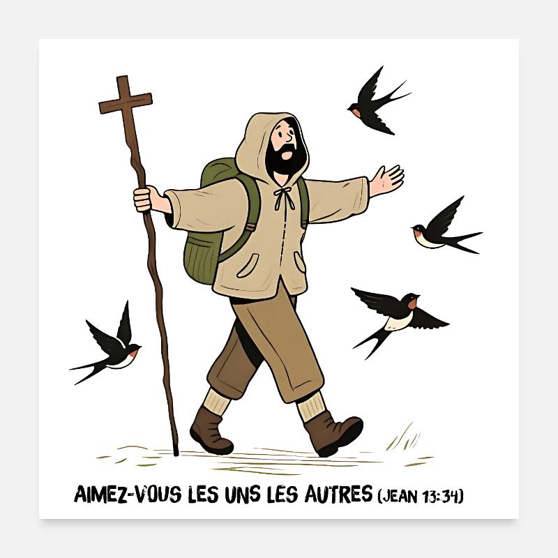 Pilger, liebt einander Poster 60x60 cm