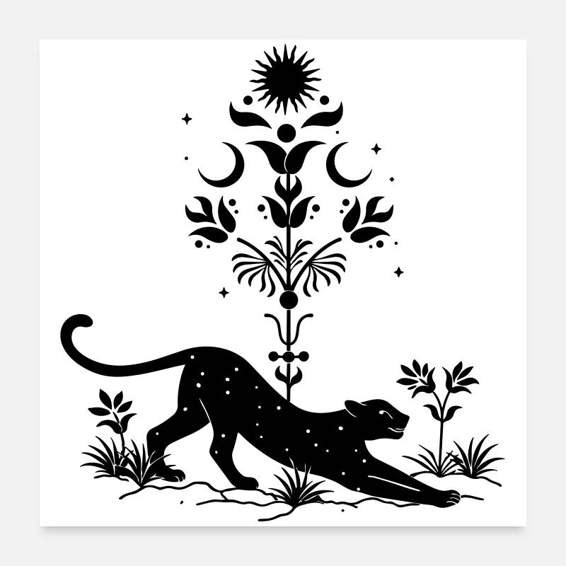 Cosmic Leopard Boho Poster 60x60 cm