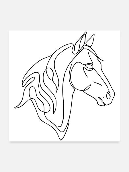 Minimalist Horse Line Art Elegant Line Design - Poster 24" x 24" (60x60 cm) - white - Front