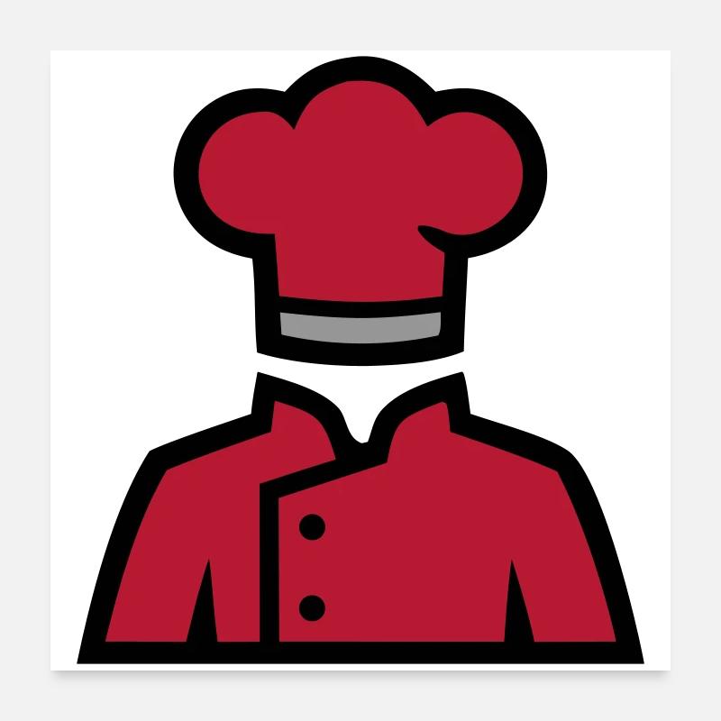 Chef's Jacket Chef's Hat Chef Restaurant Logo Poster 24" x 24" (60x60 cm)