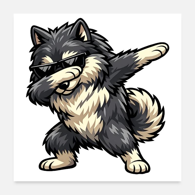 Dabbing Wolfsspitz Poster 60x60 cm