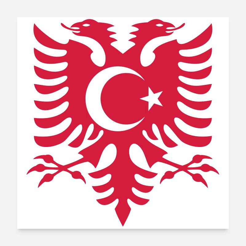 Drapeau Albanie Turquie Poster 60 x 60 cm