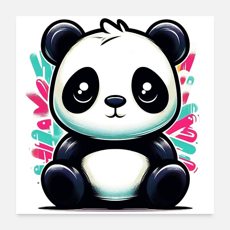 Panda - Poster 60x60 cm - Weiß