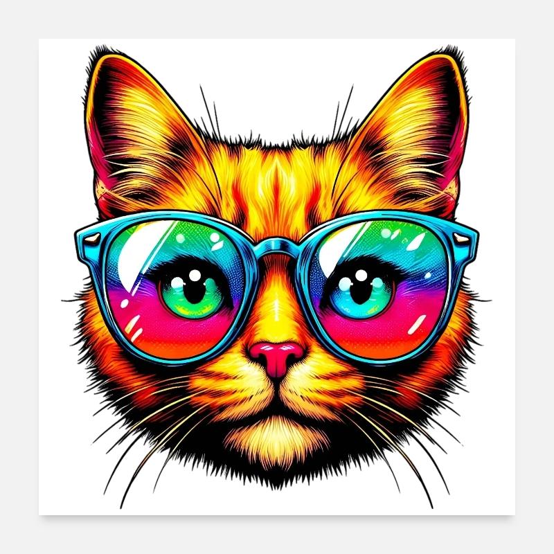Chat avec des lunettes de soleil Poster 60 x 60 cm