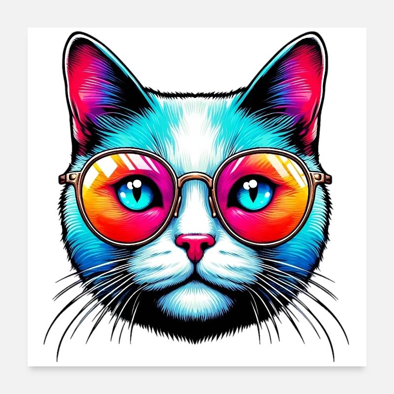 Chat avec des lunettes de soleil Poster 60 x 60 cm