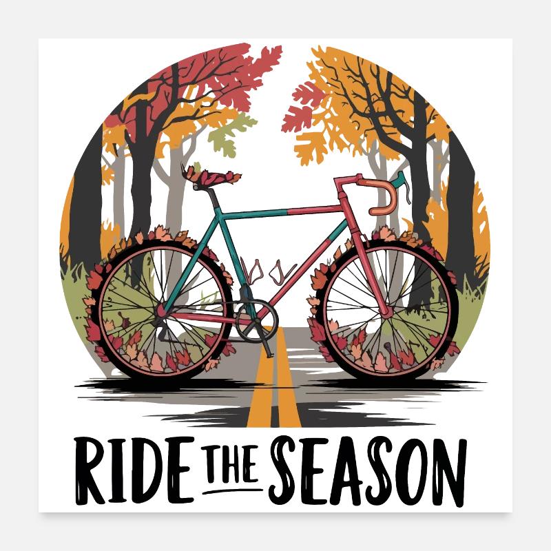 Scène de route cyclable d’automne Poster 60 x 60 cm