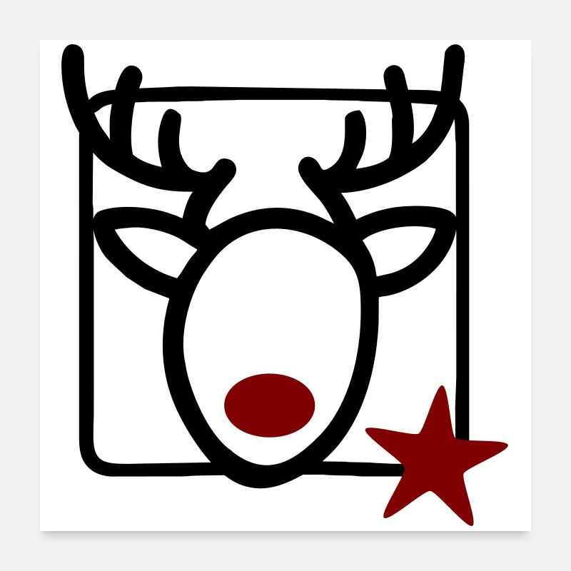 Reindeer with star and red nose Poster 24" x 24" (60x60 cm)