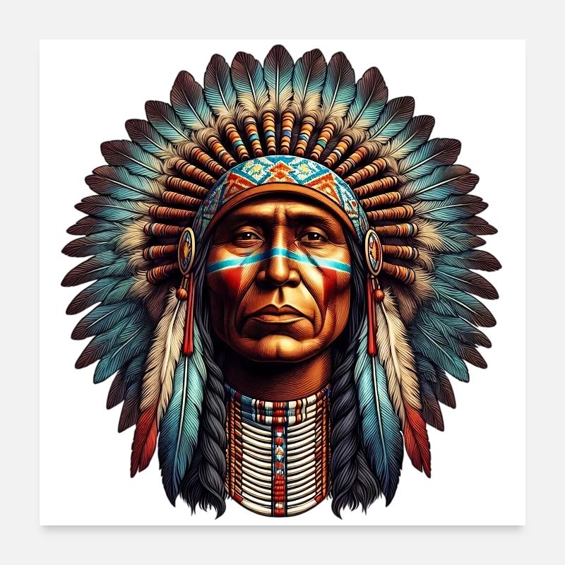 Amérindien Américain Poster 60 x 60 cm