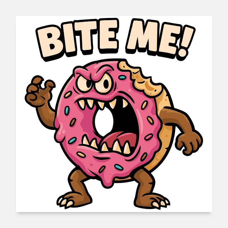 Conception agressive de monstre de beignet Poster 60 x 60 cm
