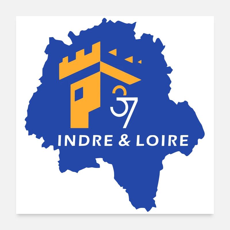 Logo Indre Loire Bleu Or Poster 60 x 60 cm