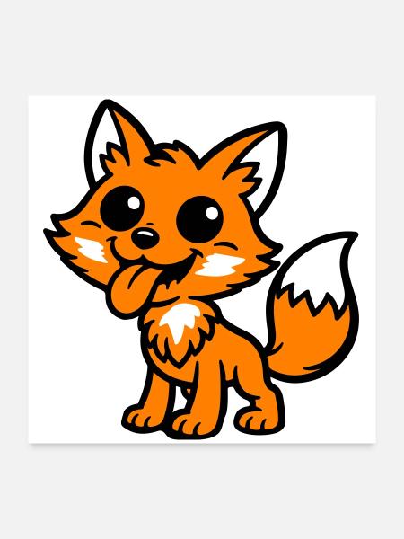 Bande dessinée Fox - Poster 60 x 60 cm - blanc - Devant
