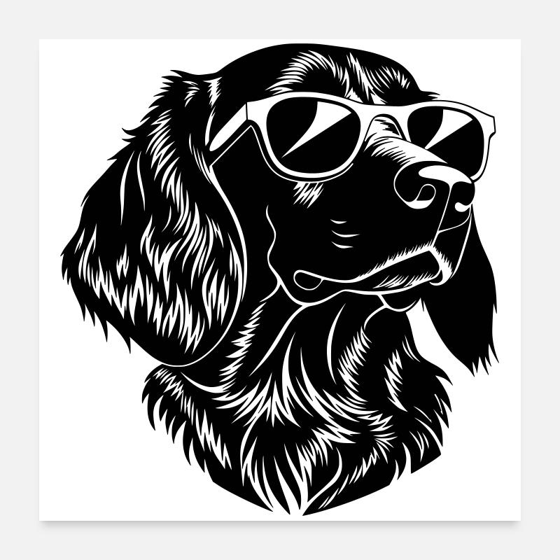 Funny dog head with sunglasses Poster 24" x 24" (60x60 cm)