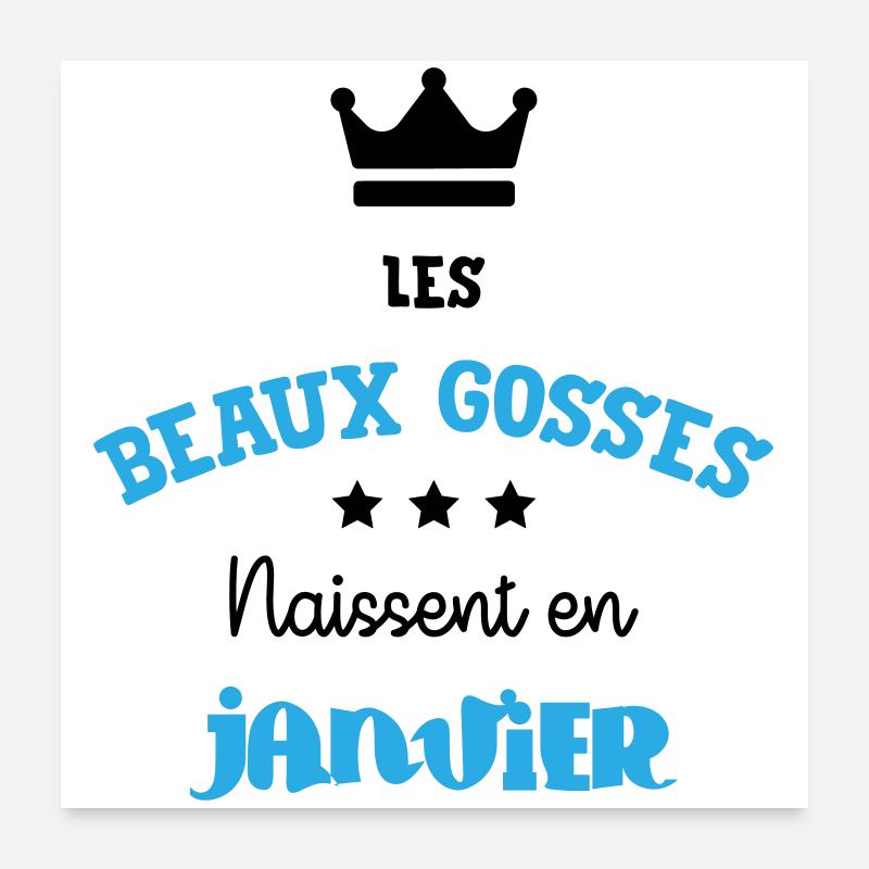 Cadeau naissance bébé garçon Janvier Beaux Gosses Poster 60 x 60 cm