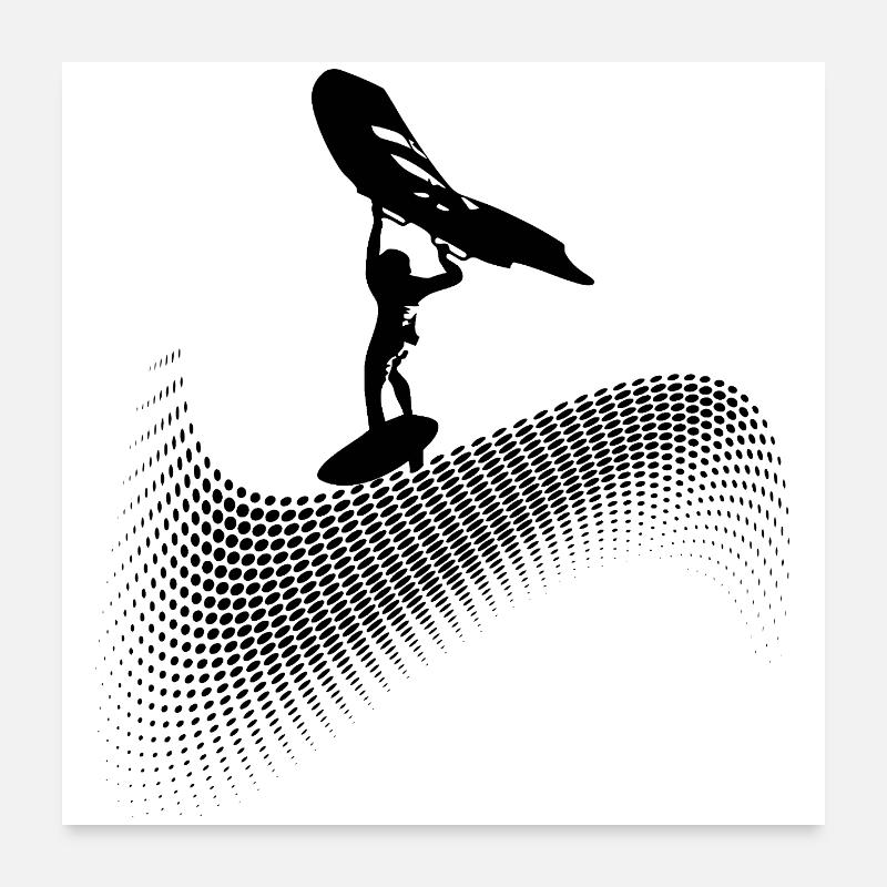 Wingfoiler sur la vague Poster 60 x 60 cm