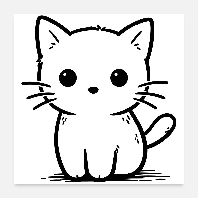 Night cat silhouette with eyes - Poster 24" x 24" (60x60 cm) - white
