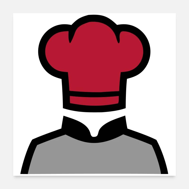 Veste du chef Bonnet du chef Logo du restaurant Chef Poster 60 x 60 cm