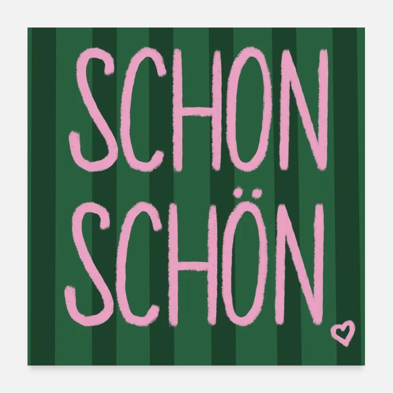 Nice - lettrage rose-vert Poster 60 x 60 cm