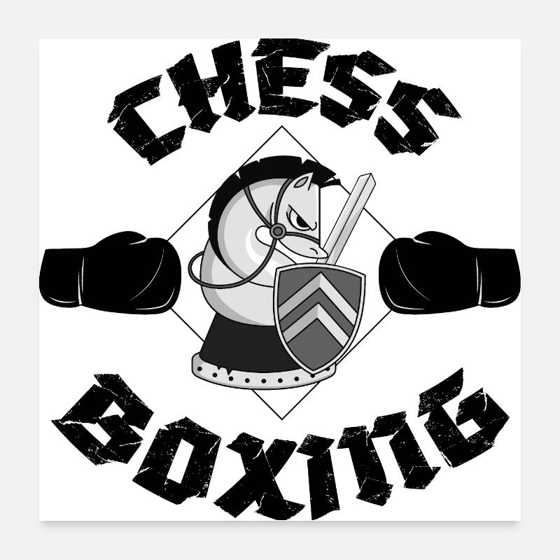 Schachboxen Boxer Schach Geschenkidee Boxen Poster 60x60 cm