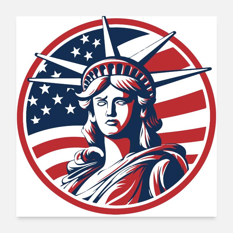 Illustration der Freiheitsstatue Poster 60x60 cm