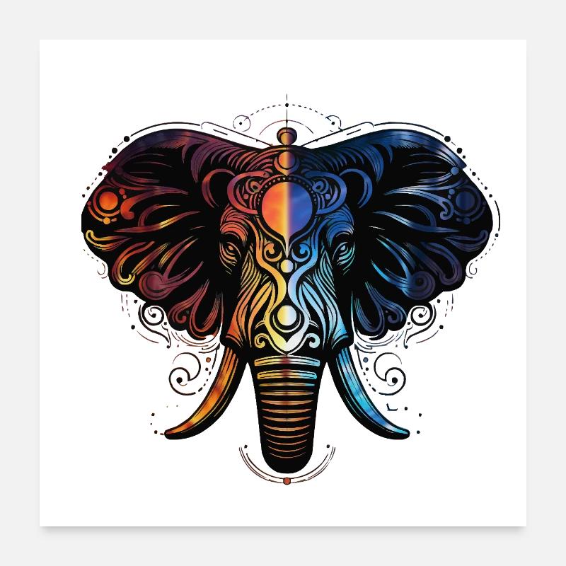 Elephant Feuer Wasser Poster 60x60 cm