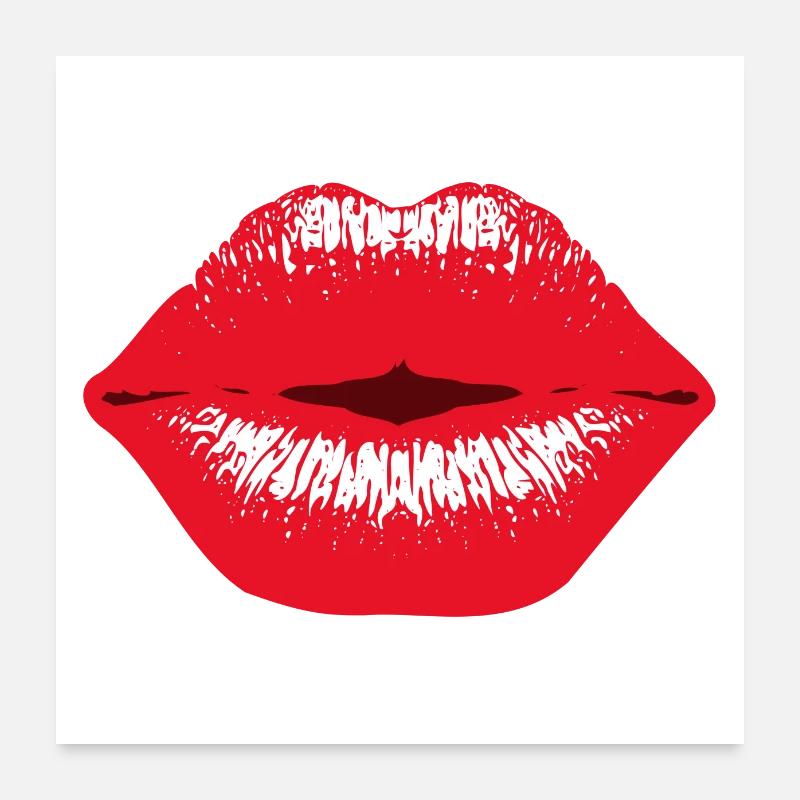 bouche de baiser rouge Poster 60 x 60 cm