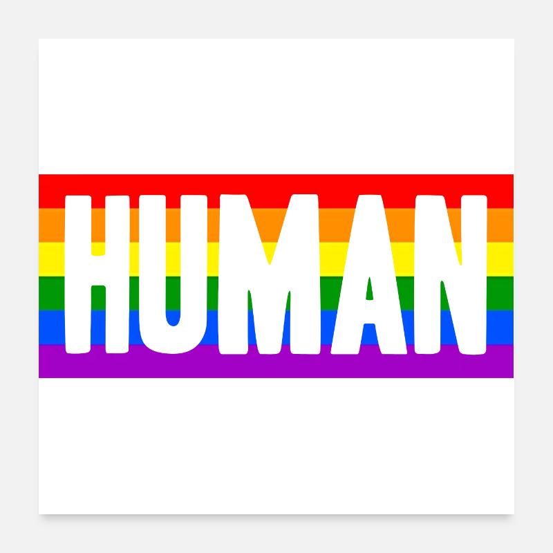 Human Mensch Regenbogen Geschenkidee - Poster 60x60 cm - Weiß