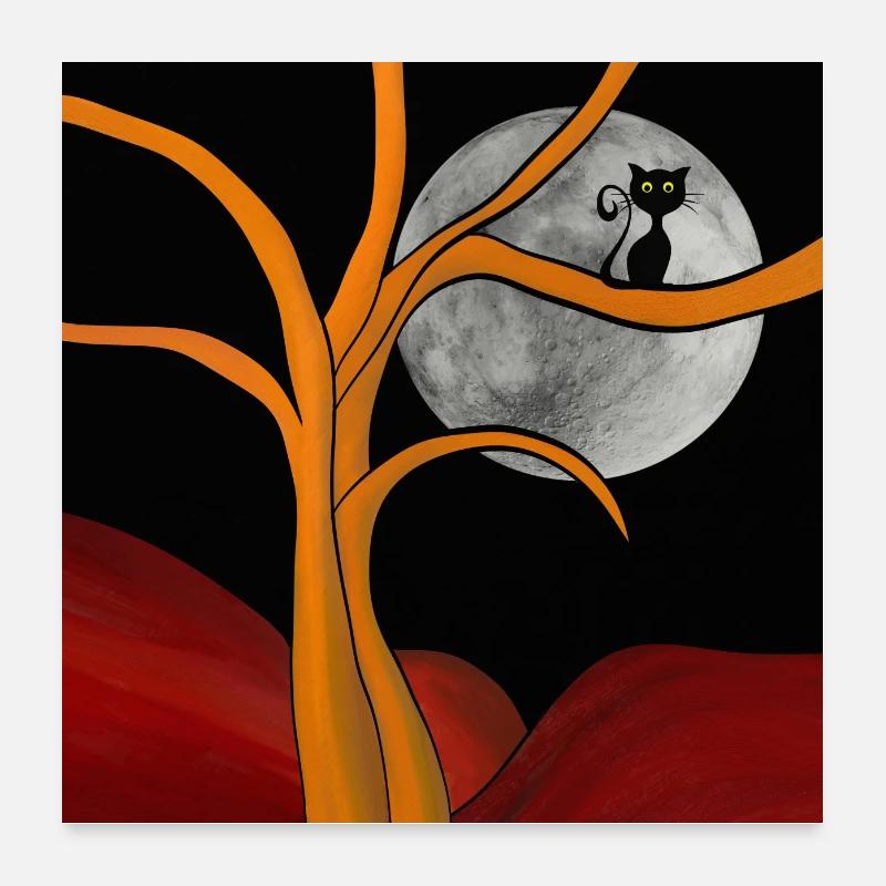 Schwarze Katze Poster 60x60 cm